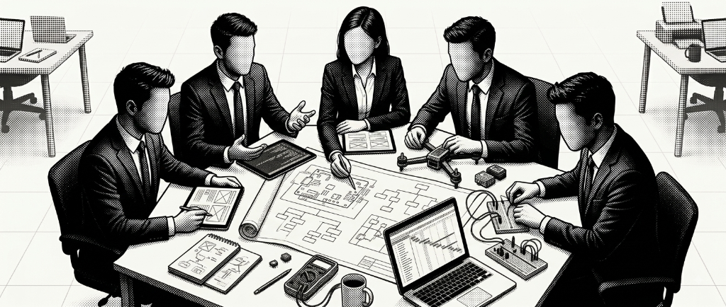 Who We Are - Fyzel Technologies halftone collaborative illustration